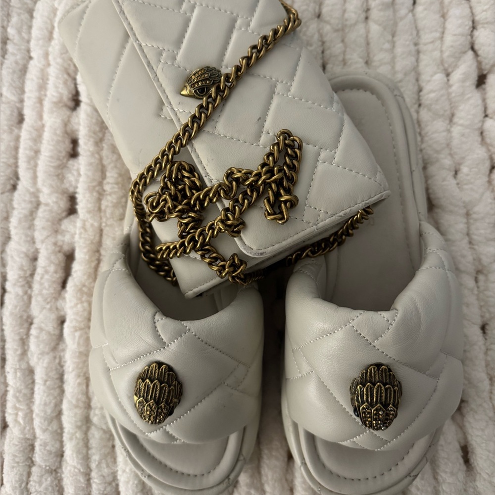 Kurt Geiger Cream Quilted Bag and Platform Sandals